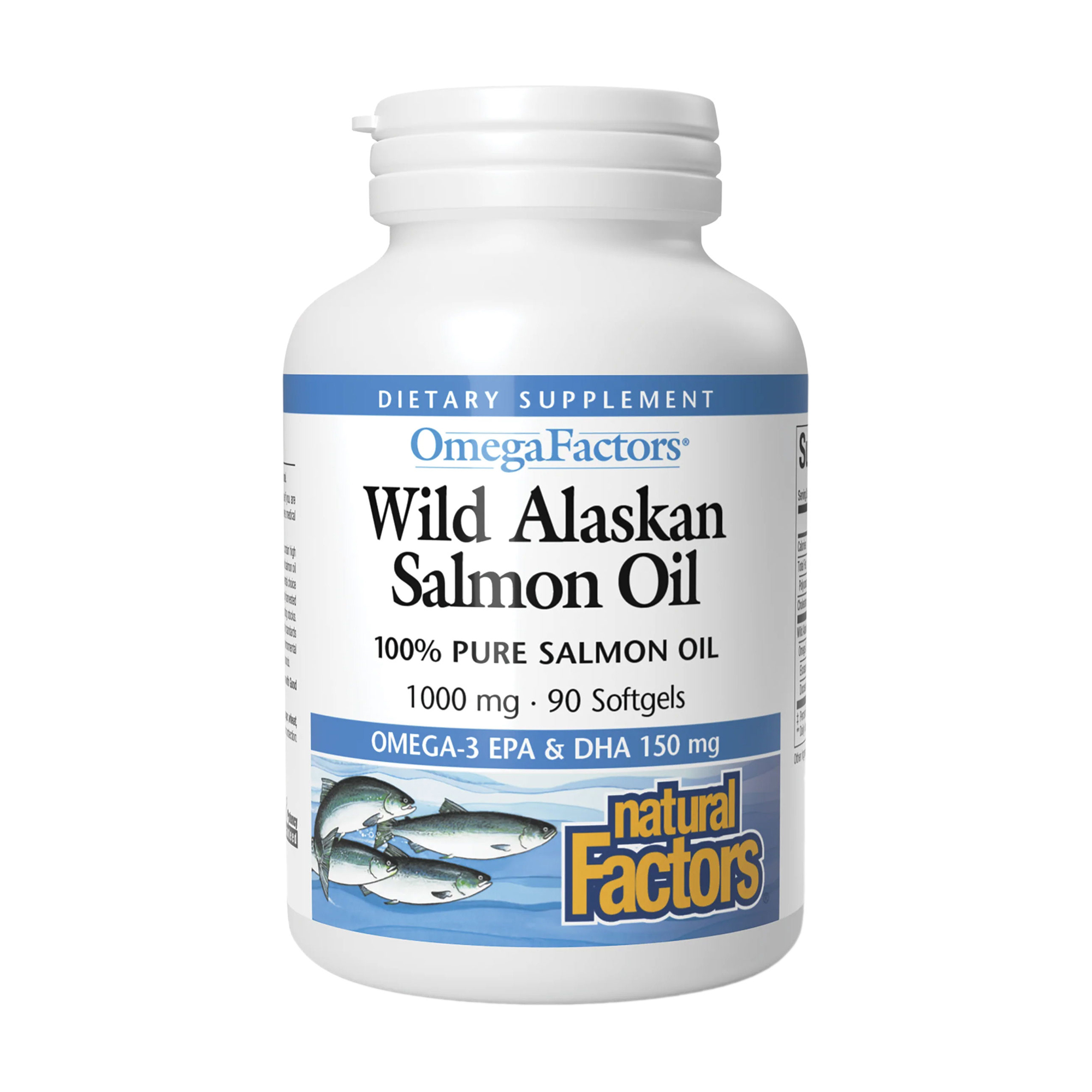 Жир дикого аляскинського лосося Natural Factors OmegaFactors Wild Alaskan Salmon Oil 1000 мг, 90 гелевих капсул